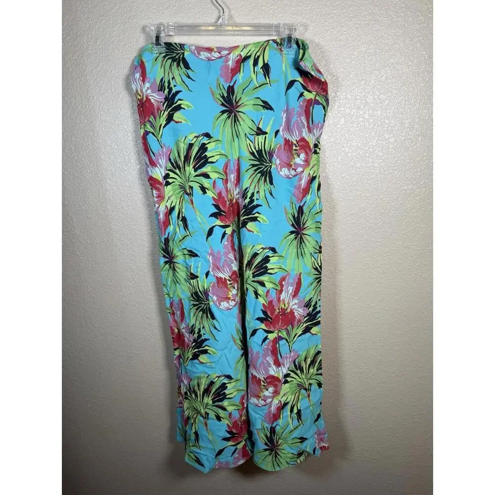 Vtg Ilyse Hart‎ ltd Tropical Floral Print Skirt Sz M Womens Rayon Pull On Skirt